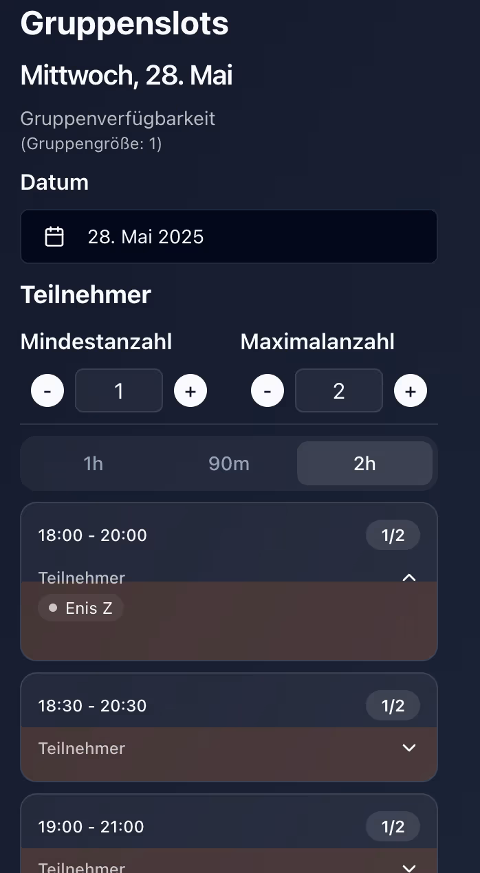 Gruppenslots verwalten